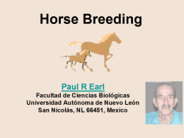 Horse Breeding  Paul R Earl Facultad de Ciencias Biológicas Universidad Autónoma de Nuevo León San Nicolás, NL 66451, Mexico.