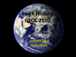 Earth History GEOL 2110  Lectures 5 & 6 EVOLUTION Major Concepts • In the late 1700/early 1800’s, a number of natural scientists had proposed that.
