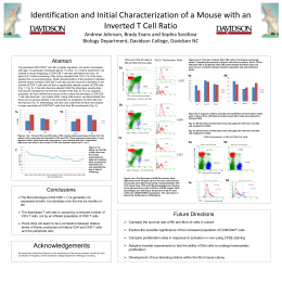 Identification and Initial Characterization of a Mouse with an Inverted T Cell Ratio Andrew Johnson, Brady Evans and Sophia Sarafova Biology Department, Davidson.