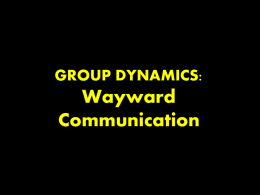 GROUP DYNAMICS:  Wayward Communication Lesson 2  Man’s Response to the  Call of God “Since then, no prophet has risen in Israel like Moses, whom the LORD knew.