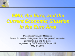EMU, the Euro, and the Current Economic Situation in the Euro Area Presentation by Amy Medearis Senior Economist, Delegation of the European Commission Seminar on.