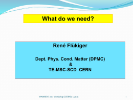 What do we need?  René Flükiger Dept. Phys. Cond. Matter (DPMC) & TE-MSC-SCD CERN  WAMSDO 2011 Workshop (CERN), 14.11.11