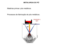 METALURGIA DO PÓ  Matérias primas: pós metálicos.  Processos de fabricação de pós metálicos.