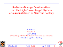 Radiation-Damage Considerations for the High-Power-Target System of a Muon Collider or Neutrino Factory  K.