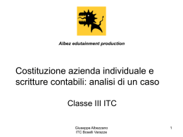 Albez edutainment production  Costituzione azienda individuale e scritture contabili: analisi di un caso Classe III ITC Giuseppe Albezzano ITC Boselli Varazze.
