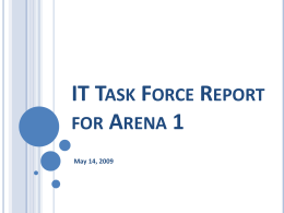 IT TASK FORCE REPORT FOR ARENA 1 May 14, 2009 IT OVERVIEW - TOTAL SYSTEM.