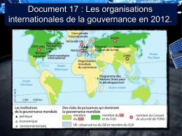 Document 17 : Les organisations internationales de la gouvernance en 2012.