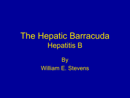 The Hepatic Barracuda Hepatitis B By William E. Stevens History of Hepatitis B • 1883 • 1941 • 1947 • 1963 • 1988 • 1991  15% receiving small pox vaccination in.