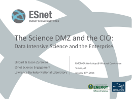 The Science DMZ and the CIO: Data Intensive Science and the Enterprise Eli Dart & Jason Zurawski  RMCMOA Workshop @ Westnet Conference  ESnet Science.