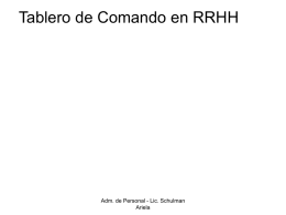 Tablero de Comando en RRHH  Adm. de Personal - Lic. Schulman Ariela.