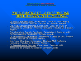 Trabajo publicado en www.ilustrados.com La mayor Comunidad de difusión del conocimiento  PROBLEMÁTICA DE LA ENFERMEDAD HIPERTENSIVA EN EL EMBARAZO. -  -  Dr.