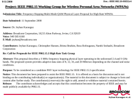 Doc.: IEEE 802.15-00/211r4  9/11/2000  Project: IEEE P802.15 Working Group for Wireless Personal Area Networks (WPANs) Submission Title: Frequency Hopping Multi-Mode QAM Physical Layer.