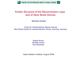 Kinetic Structure of the Reconnection Layer and of Slow Mode Shocks Manfred Scholer Centre for Interdisciplinary Plasma Science Max-Planck-Institut für extraterrestrische Physik, Garching, Germany  Kaspar.