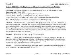 March 2001  doc.: IEEE 802.15-01/139r0  Project: IEEE P802.15 Working Group for Wireless Personal Area Networks (WPANs) Submission Title: [Media Access Control proposal for.