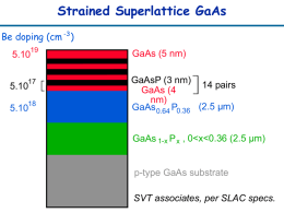 Strained Superlattice GaAs Be doping (cm -3 ) GaAs (5 nm)  5.10  GaAsP (3 nm) 14 pairs GaAs (4 nm) GaAs 0.64 P0.36 (2.5 μm)  5.10  5.10  GaAs 1-x P x.