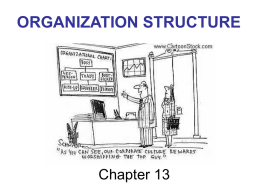 ORGANIZATION STRUCTURE  Chapter 13 “Management Talk” “Our company today is leaner, faster, more flexible and more efficient – in short much more competitive.