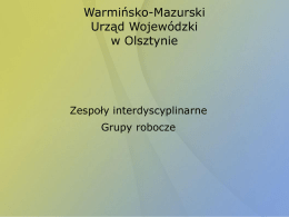 Warmińsko-Mazurski Urząd Wojewódzki w Olsztynie  Zespoły interdyscyplinarne  Grupy robocze Instrukcja  Slajdy oznaczone numerem i literą „a” zawierają dodatkowy komentarz do slajdu znajdującego się powyżej.