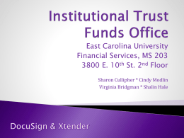 East Carolina University Financial Services, MS 203 3800 E. 10th St. 2nd Floor Sharon Cullipher * Cindy Modlin Virginia Bridgman * Shalin Hale.
