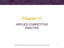 Chapter 11 APPLIED COMPETITIVE ANALYSIS  Copyright ©2005 by South-Western, a division of Thomson Learning.