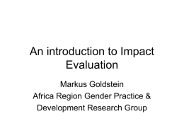 An introduction to Impact Evaluation Markus Goldstein Africa Region Gender Practice & Development Research Group.