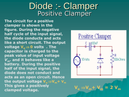 Diode :- Clamper Positive Clamper  The circuit for a positive clamper is shown in the figure.