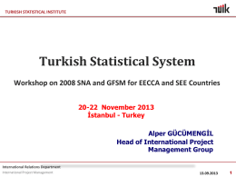 TURKISH STATISTICAL INSTITUTE  Turkish Statistical System Workshop on 2008 SNA and GFSM for EECCA and SEE Countries 20-22 November 2013 İstanbul - Turkey Alper GÜCÜMENGİL Head.