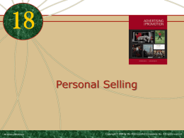 Personal Selling  McGraw-Hill/Irwin  Copyright © 2009 by The McGraw-Hill Companies, Inc. All rights reserved.