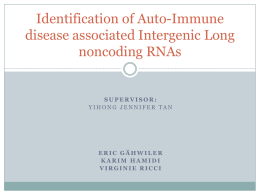 Identification of Auto-Immune disease associated Intergenic Long noncoding RNAs  SUPERVISOR: YIHONG JENNIFER TAN  ERIC GÄHWILER KARIM HAMIDI VIRGINIE RICCI.