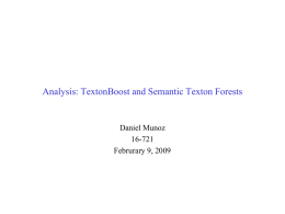 Analysis: TextonBoost and Semantic Texton Forests  Daniel Munoz 16-721 Februrary 9, 2009 Papers   [shotton-eccv-06] J.