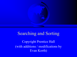 Searching and Sorting Copyright Prentice Hall (with additions / modifications by Evan Korth)
