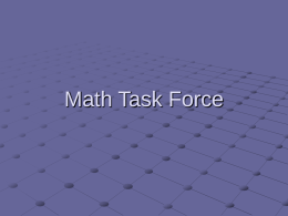 Math Task Force Task Force Foci Analysis of Student Achievement Curriculum Review and Research Findings Instruction and Teacher Preparation Survey of Teachers, Parents, and.
