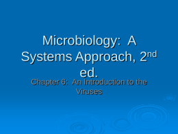 Microbiology: A nd Systems Approach, 2 ed. Chapter 6: An Introduction to the Viruses 6.1 The Search for the Elusive Virus   Viruses were too small to be.