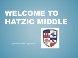 WELCOME TO HATZIC MIDDLE Effort Makes the Difference! AT HATZIC, WE BELIEVE…  • All students can learn and want to be successful. • Learning enhances our.