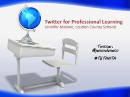 Twitter for Professional Learning Jennifer Malone, Loudon County Schools  Twitter: @jenmalonetn #TETAATA “You have to attend classes.