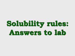 Solubility rules: Answers to lab Br – Ag+ Al3+ Ba2+ Ca2+ Co2+  Cu2+ Fe3+  X  Cl – CO32– NO3 – OH – PO43– SO32– SO42–  X  X X X X X X X  X X  X X X  X X X X X X X  X X X X X X X  X  X  X  X  K+ Na+ Ni2+ NH4+  X.