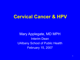 Cervical Cancer & HPV  Mary Applegate, MD MPH Interim Dean UAlbany School of Public Health February 15, 2007