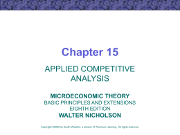 Chapter 15 APPLIED COMPETITIVE ANALYSIS MICROECONOMIC THEORY BASIC PRINCIPLES AND EXTENSIONS EIGHTH EDITION  WALTER NICHOLSON Copyright ©2002 by South-Western, a division of Thomson Learning.