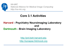 NA-MIC National Alliance for Medical Image Computing http://na-mic.org  Core 3.1 Activities Harvard - Psychiatry Neuroimaging Laboratory and Dartmouth - Brain Imaging Laboratory  http://pnl.bwh.harvard.edu http://synapse.hitchcock.org.