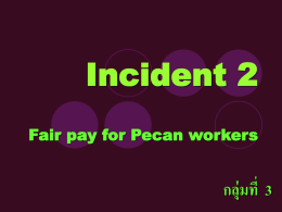 Incident 2 Fair pay for Pecan workers  กลุ่มที่ 3 Incident 2 Fair pay for Pecan workers  บ.