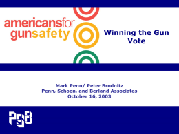 Winning the Gun Vote  Mark Penn/ Peter Brodnitz Penn, Schoen, and Berland Associates October 16, 2003