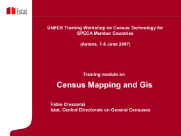 5 Marzo UNECE Training Workshop on Census Technology for SPECA Member Countries (Astana, 7-8 June 2007)  Training module on  Census Mapping and Gis Fabio Crescenzi Istat, Central.