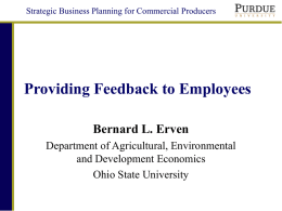 Strategic Business Planning for Commercial Producers  Providing Feedback to Employees Bernard L.