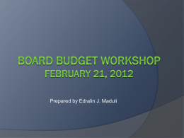 Prepared by Edralin J. Maduli Current Year Budget Adopted budget balanced  Mid-year “triggers” covered 