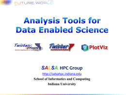 SALSA HPC Group http://salsahpc.indiana.edu School of Informatics and Computing Indiana University Gene Sequences (N = 1 Million)  Select Referenc e  N-M Sequence Set (900K)  Pairwise Alignment & Distance Calculation  Reference Sequence Set (M = 100K)  Reference Coordinates Interpolative MDS with Pairwise Distance Calculation  x,