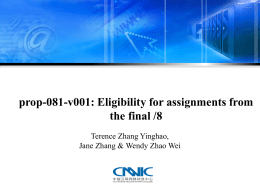 prop-081-v001: Eligibility for assignments from the final /8 Terence Zhang Yinghao, Jane Zhang & Wendy Zhao Wei.