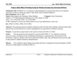 July 2001  doc.: IEEE P802.15-01/304r1  Project: IEEE P802.15 Working Group for Wireless Personal Area Networks (WPANs) Submission Title: IEEE802.15.3: A proposal to add.