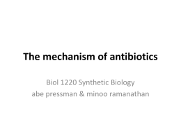 The mechanism of antibiotics Biol 1220 Synthetic Biology abe pressman & minoo ramanathan.