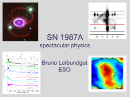 SN 1987A spectacular physics  Bruno Leibundgut ESO Earliest portrait of SN 1987A  Before February 1987  © Anglo-Australian Telescope  ~24 February 1987