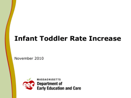 Infant Toddler Rate Increase November 2010 Infant Toddler Rate Analysis Based on the analysis of rates for educators in infant and toddler.