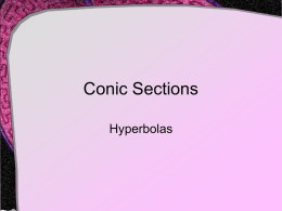 Conic Sections Hyperbolas Definition • The conic section formed by a plane which intersects both of the right conical surfaces • Formed when 0  